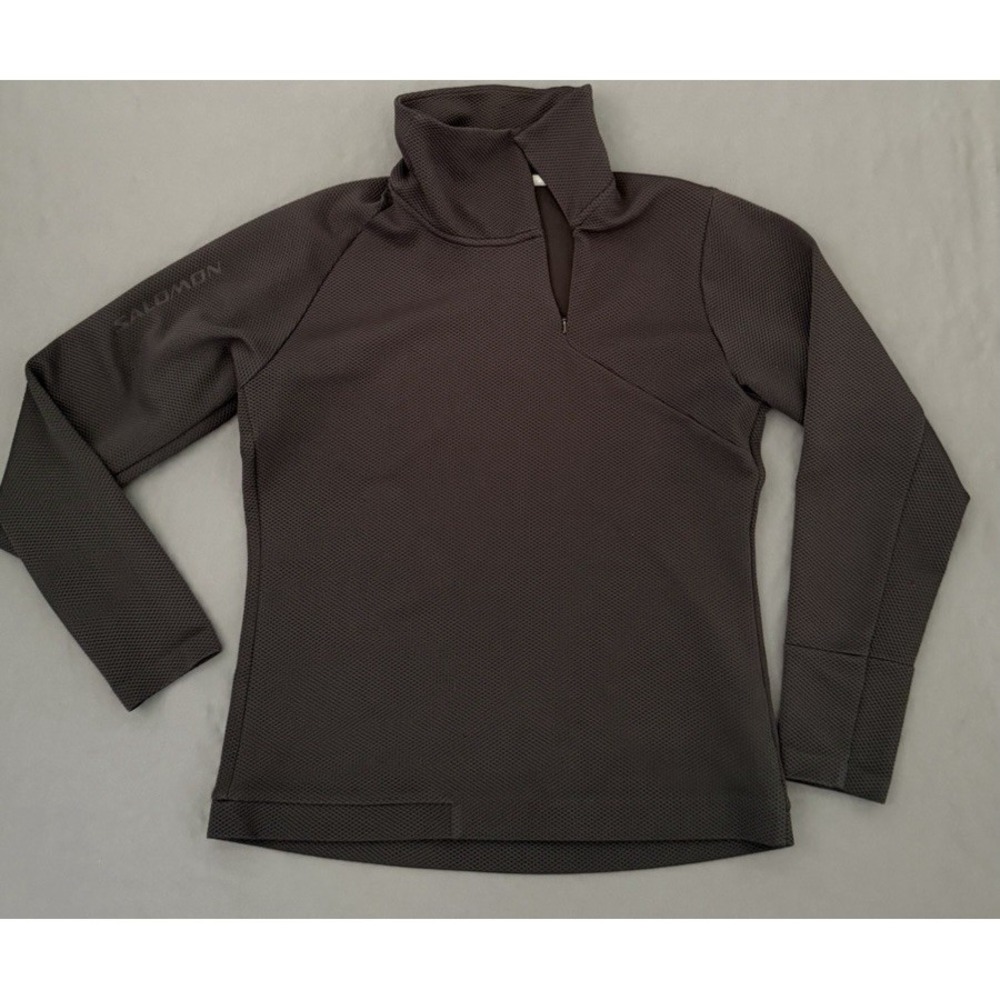 Salomon‎ Advanced Jacket Womens Medium Black Waffle Knit Activewear Pullover